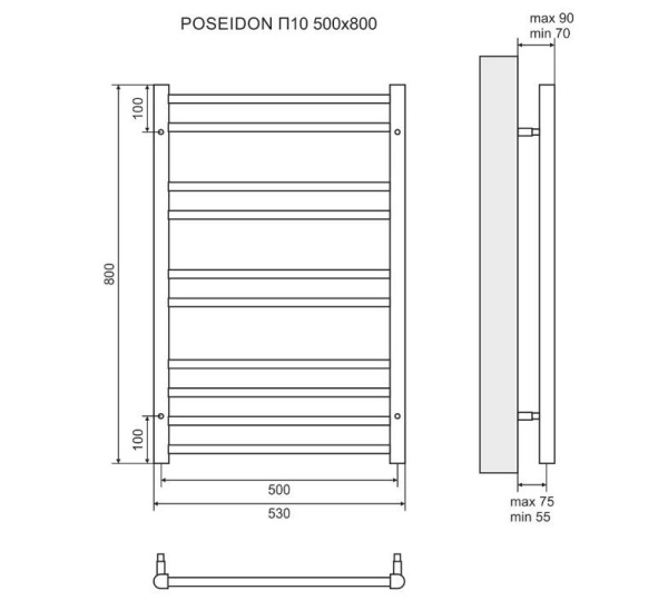 полотенцесушитель электрический lemark poseidon п10 50x80