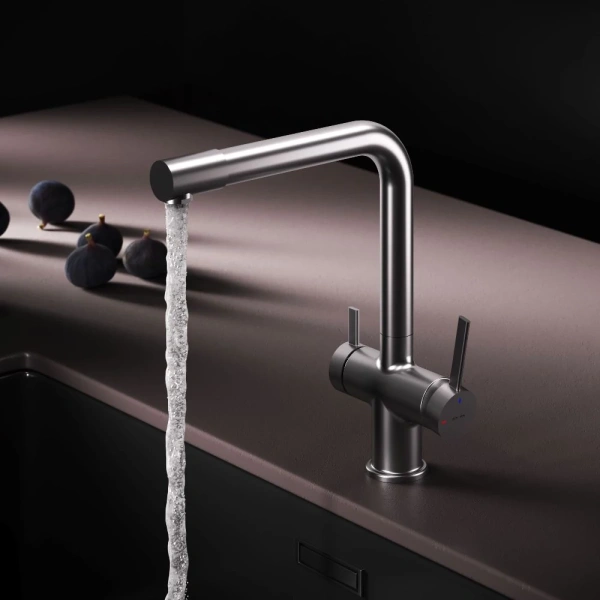 смеситель для кухни am.pm func f8f05711 coolstart, с подключением к фильтру, сатин