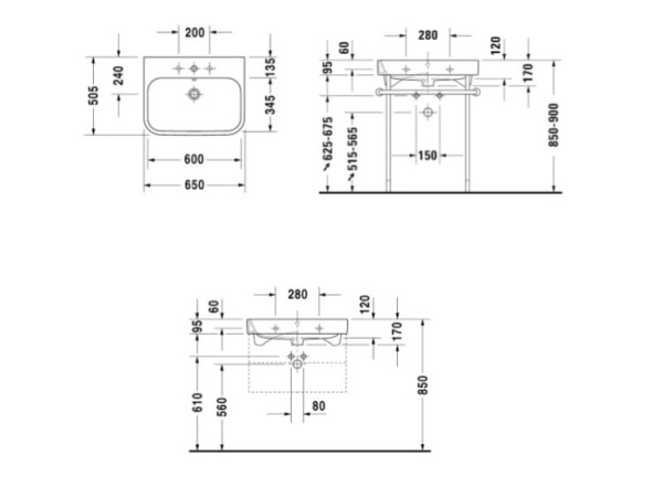 раковина полувстраиваемая duravit happy d.2 65 см 23186500001