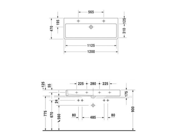 раковина накладная/подвесная 120 см duravit vero 0454120026