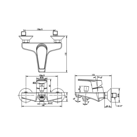 смеситель для ванны с душем bravat line f65299c-b-rus с лейкой