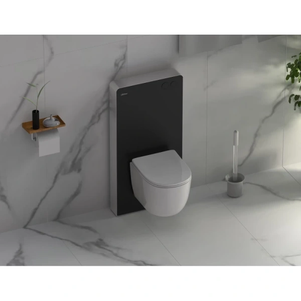 инсталляция для унитаза abber ac0107mb с кнопкой смыва, черный