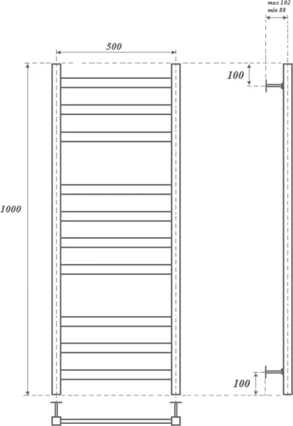 полотенцесушитель point меркурий pn83150b водяной, 50x100 см, черный