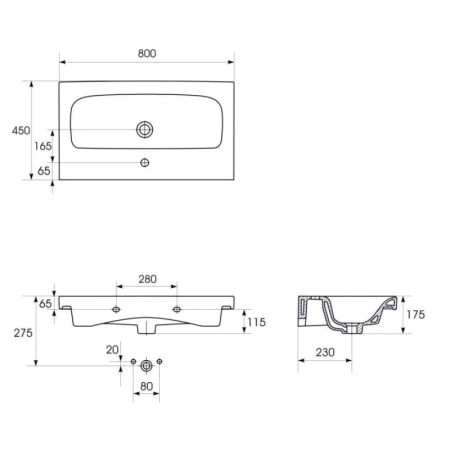 раковина полувстраиваемая 1marka cersanit moduo 80 slim p-um-mod80sl/1, цвет белый