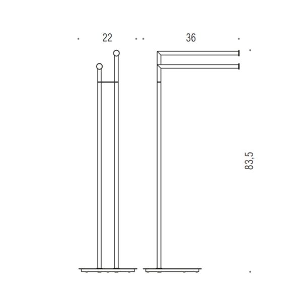 Стойка с двойным полотенцедержателем Colombo Design Mini B4038.NM, напольная, чёрный матовый