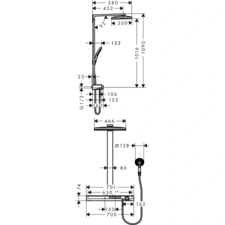 душевая система hansgrohe rainmaker select 460 3jet showerpipe 27106400