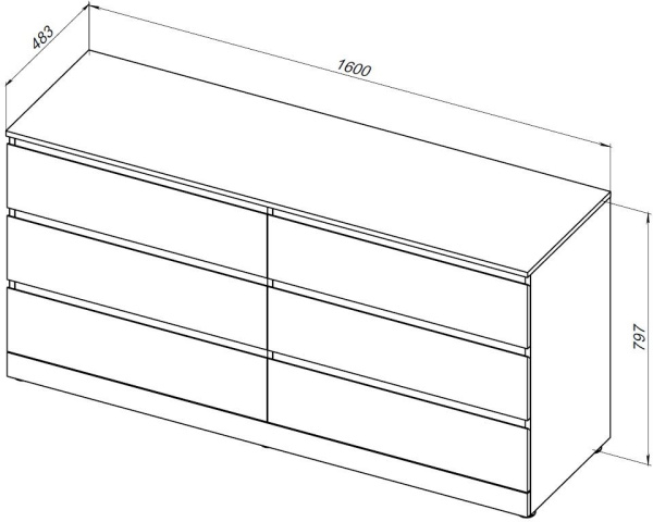 комод aquanet сканди 160 дуб крафт (6 ящиков)