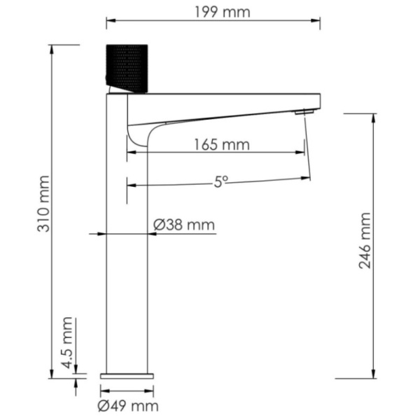 смеситель для раковины wasserkraft tauber 6403h, цвет никель