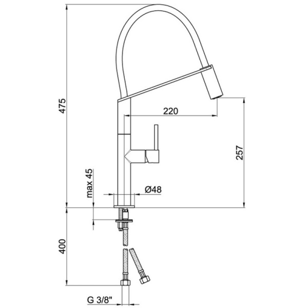 смеситель для кухни webert kitchen oblique pro ob920602015 цвет хром / черный