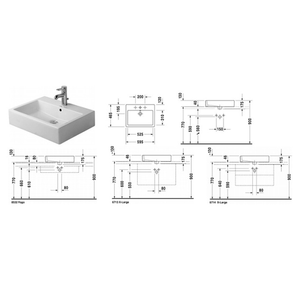 раковина накладная/подвесная duravit vero 452600000 59.5x46.5 см, цвет белый