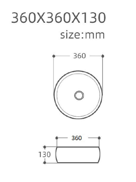 раковина aquanet round-1-mb 00273680 ø36 см, накладная, цвет черный матовый