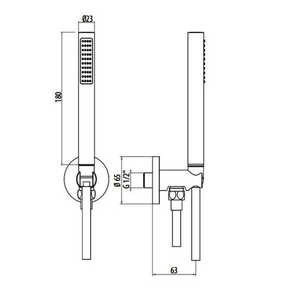 набор для душа gattoni programma doccia ktc01/pdns: душевая лейка c 1-м режимом, выпуск из стены- держатель душа, шланг 150см, цвет nickel brushed