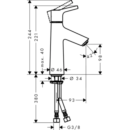 смеситель для раковины 100 без донного клапана hansgrohe talis s 72021000