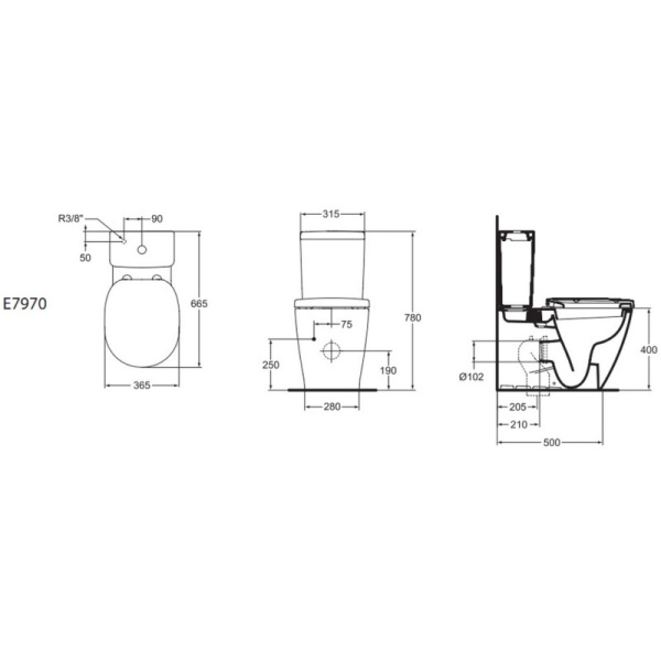 бачок для унитаза ideal standard connect cube e797001