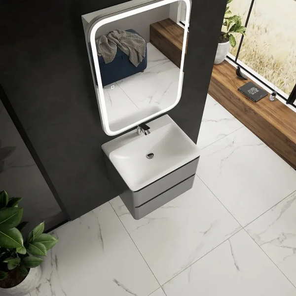 тумба под раковину aquame s4 60 aqm900460gm подвесная цвет серый