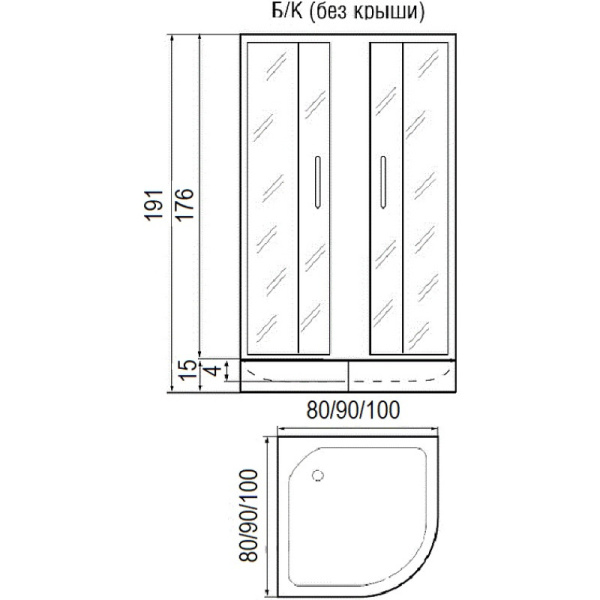 душевой уголок river don light 90×90 мт 10000002918 без поддона