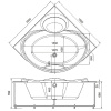акриловая ванна aquatek эпсилон 150х150 eps150-0000005 с гидромассажем с фронтальной панелью с каркасом (разборный) со слив-переливом