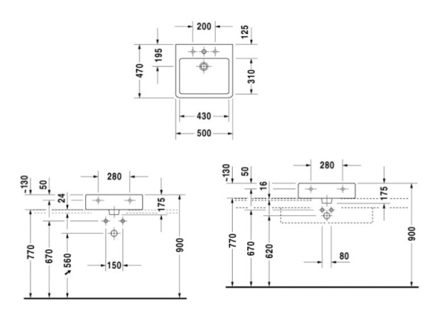 раковина подвесная duravit vero 50 см 04545000281