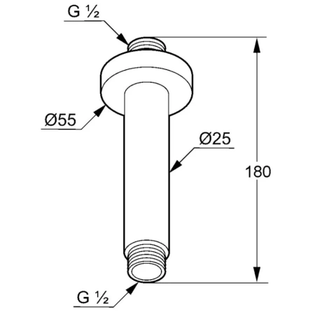 потолочный кронштейн 180 мм kludi a-qa 6651505-00