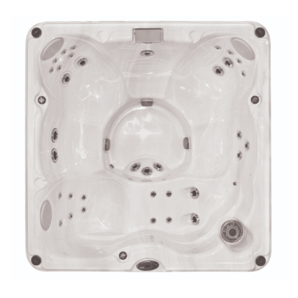 минибассейн jacuzzi j235 zi12zm0e80 213х213х91 см отдельностоящий, гидро/аэромассаж, clearray, ecoshield, с крышкой, отделка: platinum / roasted chestnut