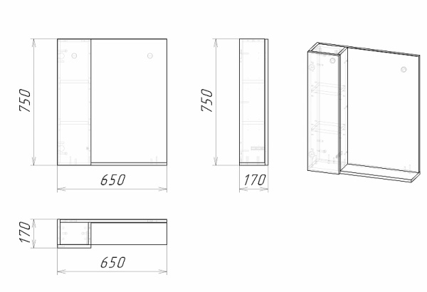 зеркальный шкаф grossman альба 65 l 206502 веллингтон бриз