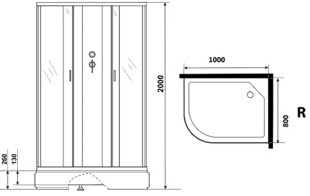 душевая кабина niagara classic 100х80 r ng-33084-14rbk без гидромассажа