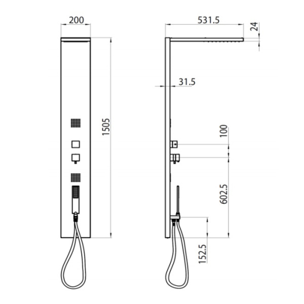 душевая панель bossini manhattan l00897.030, термостат, цвет: хром