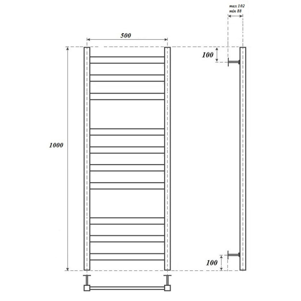 полотенцесушитель point меркурий п10 pn83150w водяной, 50х100 см, белый