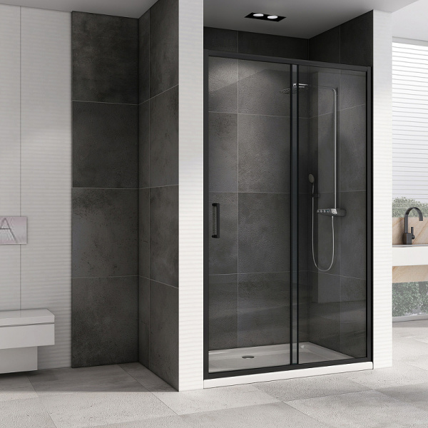 душевая дверь abber schwarzer diamant 120 ag30120b5 профиль черный, стекло прозрачное