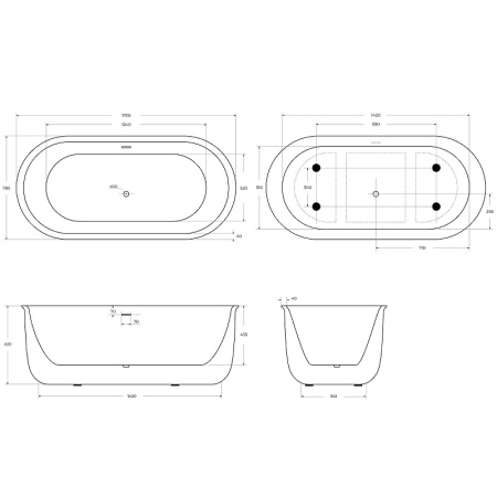 ванна акриловая отдельностоящая belbagno bb709-1700-780