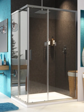 душевой уголок wasserkraft lippe 45s07, 120×90 см, профиль хром, стекло прозрачное