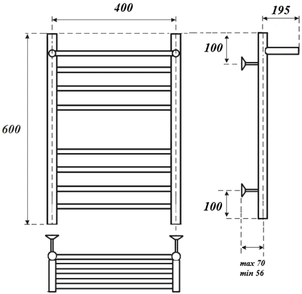 полотенцесушитель point аврора премиум pn10146sp водяной, с полкой, 40x60 см, хром