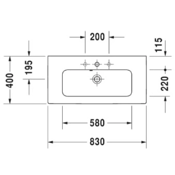 раковина полувстраиваемая duravit me by starc 83 см 2342830000