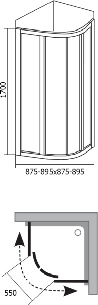 душевой уголок ravak supernova skcp4-90 31177vu0011 sabina pearl, профиль сатин