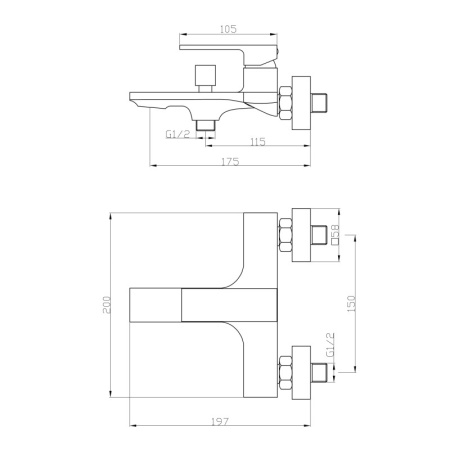 смеситель для ванны orange lutz m04-100w белый