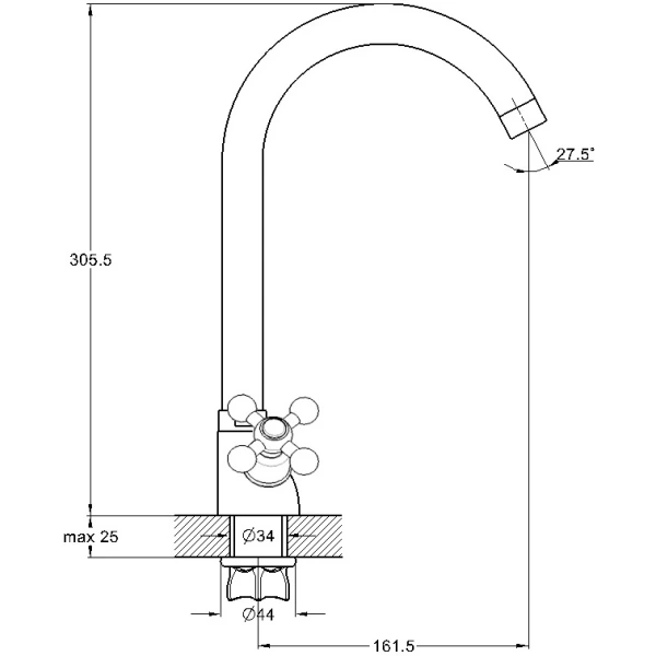 смеситель для кухни g.lauf qtz4-a856 хром