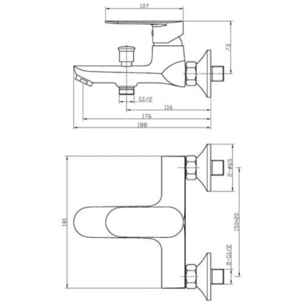 смеситель для ванны с душем agger splendid a0910000 цвет хром