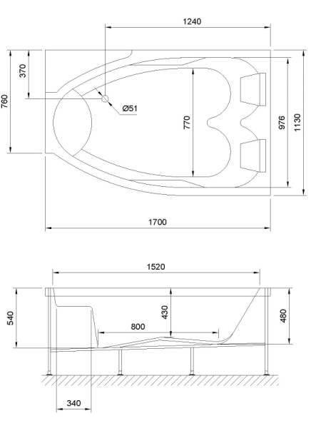 акриловая ванна royal bath shakespeare comfort 170x110 rb652100cm-r с гидромассажем