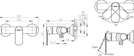 смеситель для душа bravat louise f9191183cp-01-rus