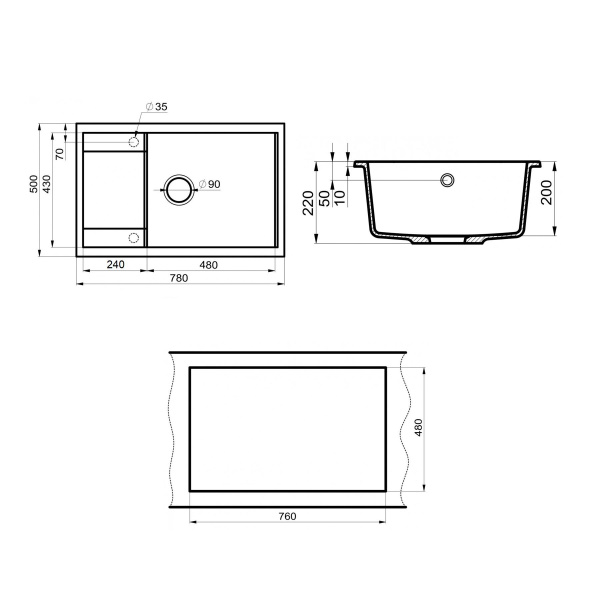 мойка кухонная point велета 78 pn3002w, белый