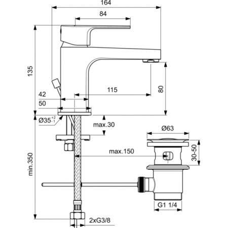 смеситель для раковины ideal standard cerafine d bc685aa