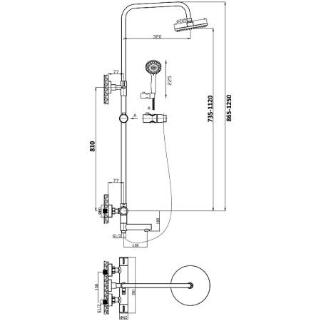 душевая система agger thermo a2461144 цвет черный