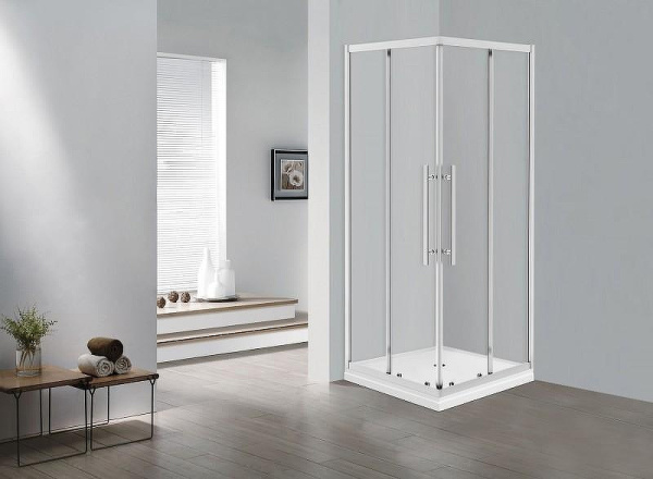 душевой уголок esbano flex esf-100kv-c 100х100 см, профиль хром, стекло прозрачное