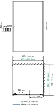 душевой уголок wasserkraft dill 61s19, 100×100 см, профиль черный матовый, стекло прозрачное