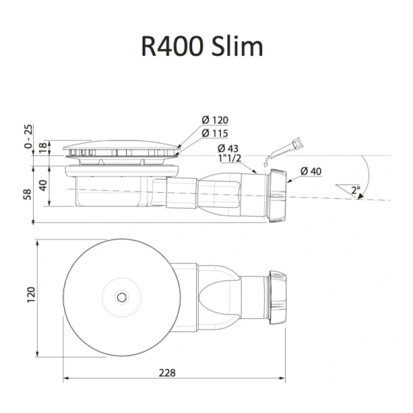 сифон для поддона ø 90 мм radaway r400