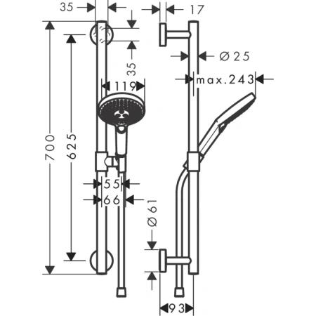 душевой гарнитур hansgrohe raindance select s 120 3jet 26320000