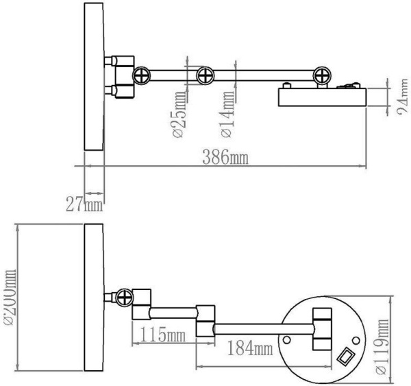 Косметическое зеркало Aquanet 1806D (20 см, с LED-подсветкой)