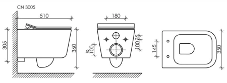 унитаз подвесной ceramica nova new day cn3005 с сиденьем микролифт, цвет белый