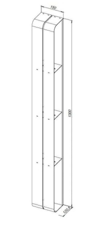 полка aquanet магнум h 00326458 15x130 см, вертикальная, цвет черный матовый