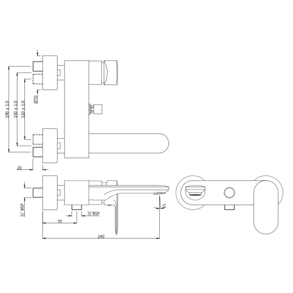 смеситель для ванны jaquar opal prime opp-gds-15119pm